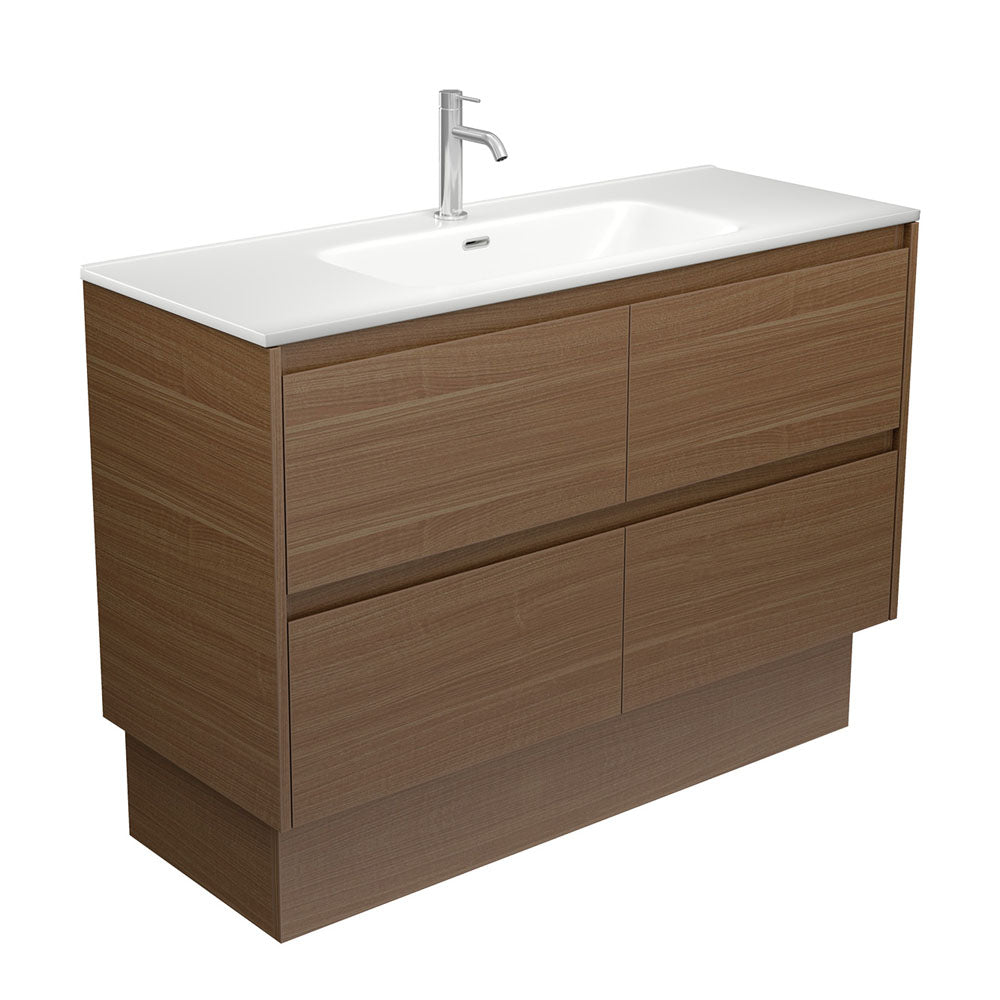 Joli Matte Amato Walnut 1200 Vanity on Kickboard with Walnut Panels ...
