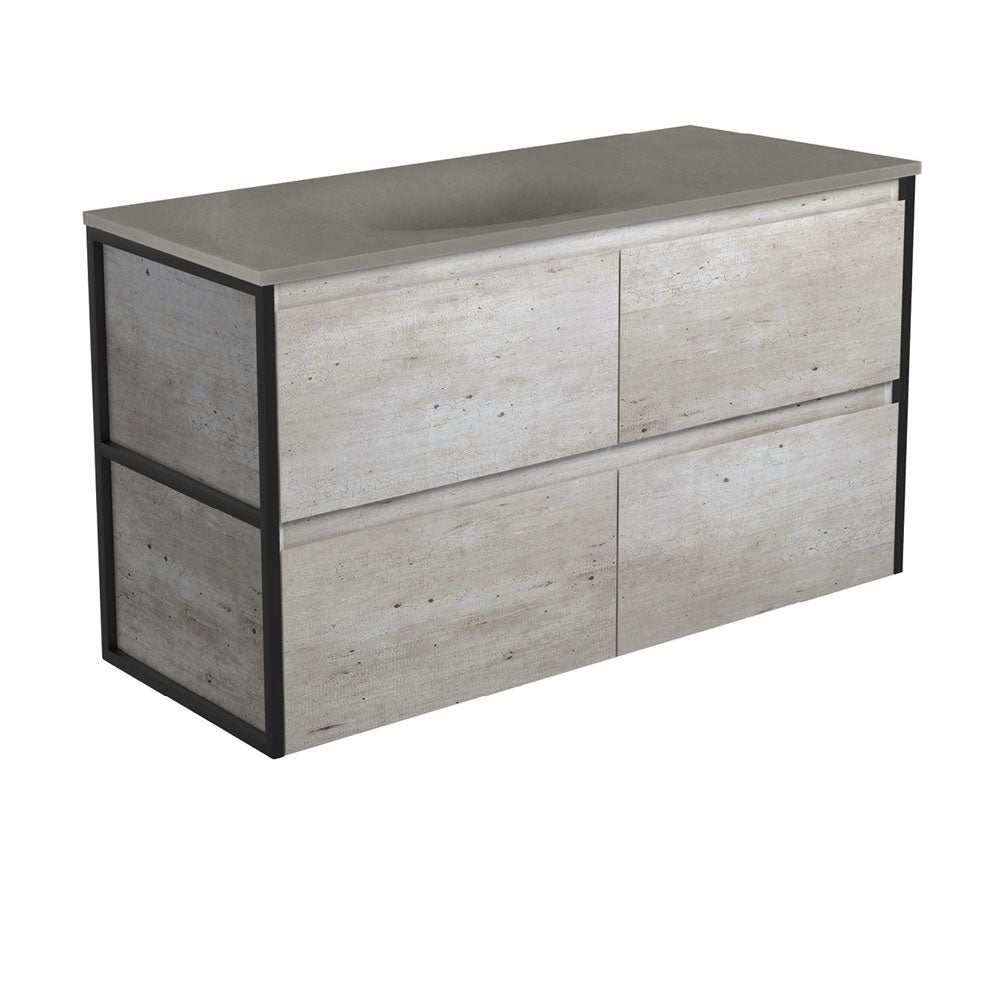 Satori Amato 1200 Industrial Wall-Hung Vanity Matte Black Frames ...